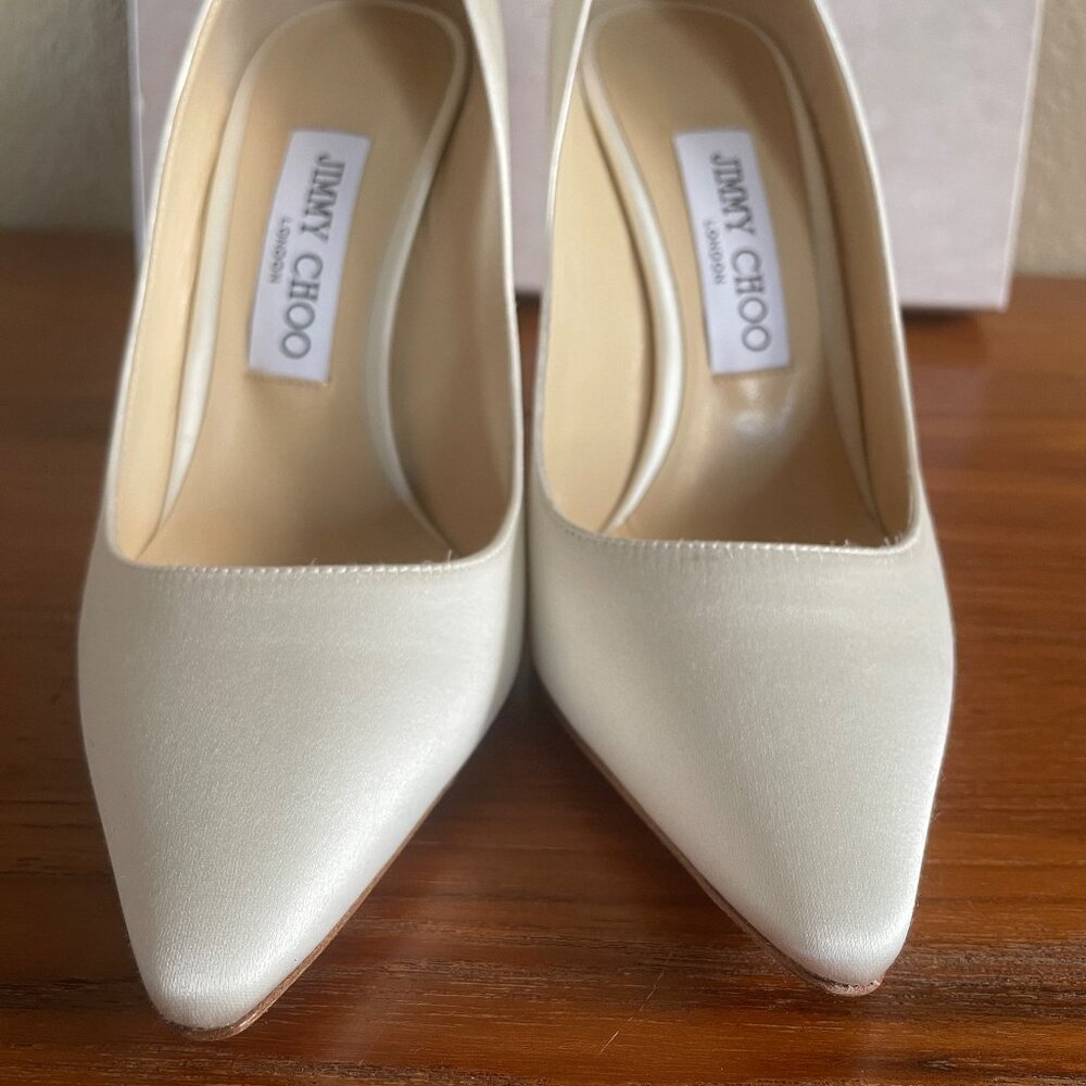 JIMMY CHOO ROMY 100 SATIN IVORY - Picture 9 of 16